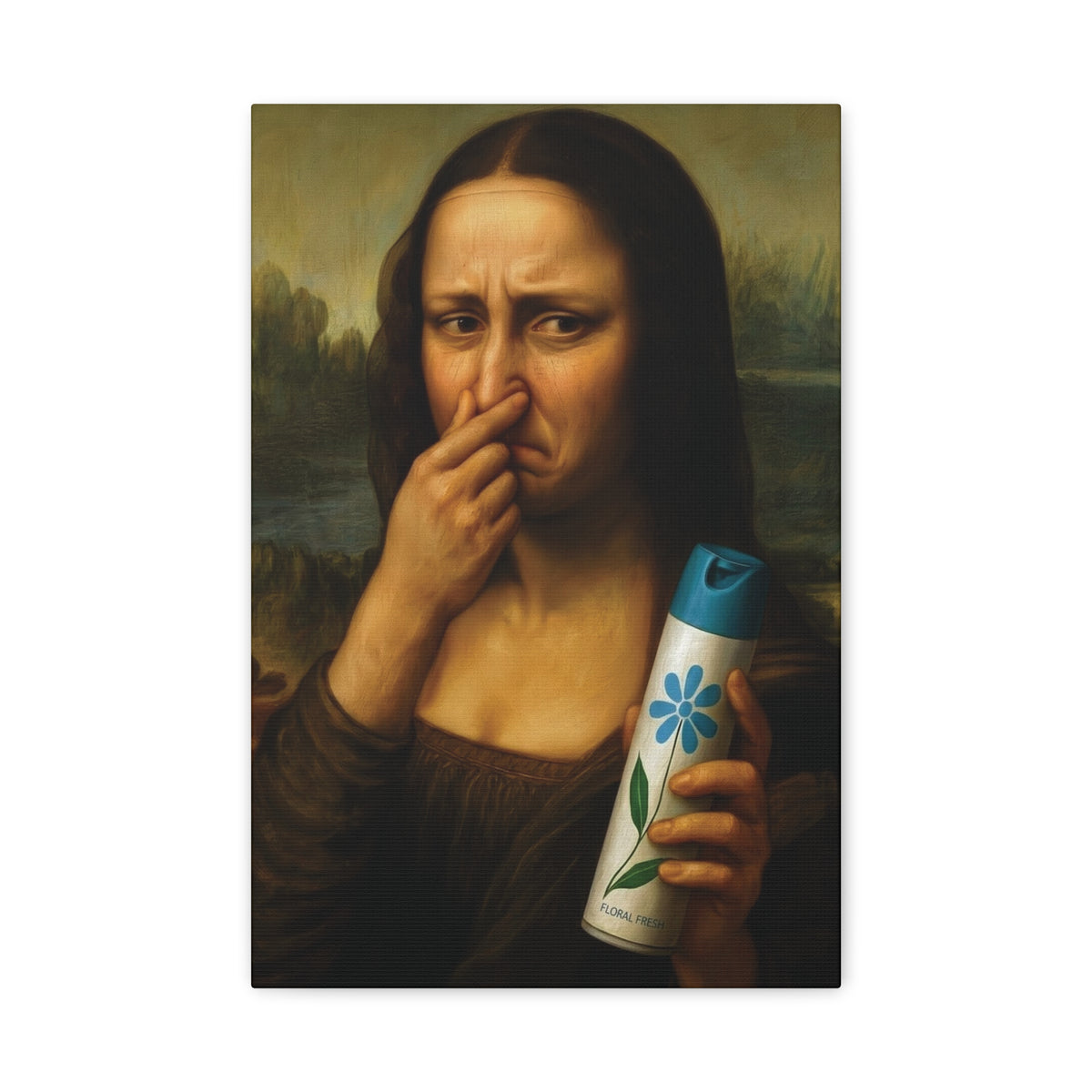 Funny Bathroom Wall Art - "Monalisa" 12 X 18 Canvas