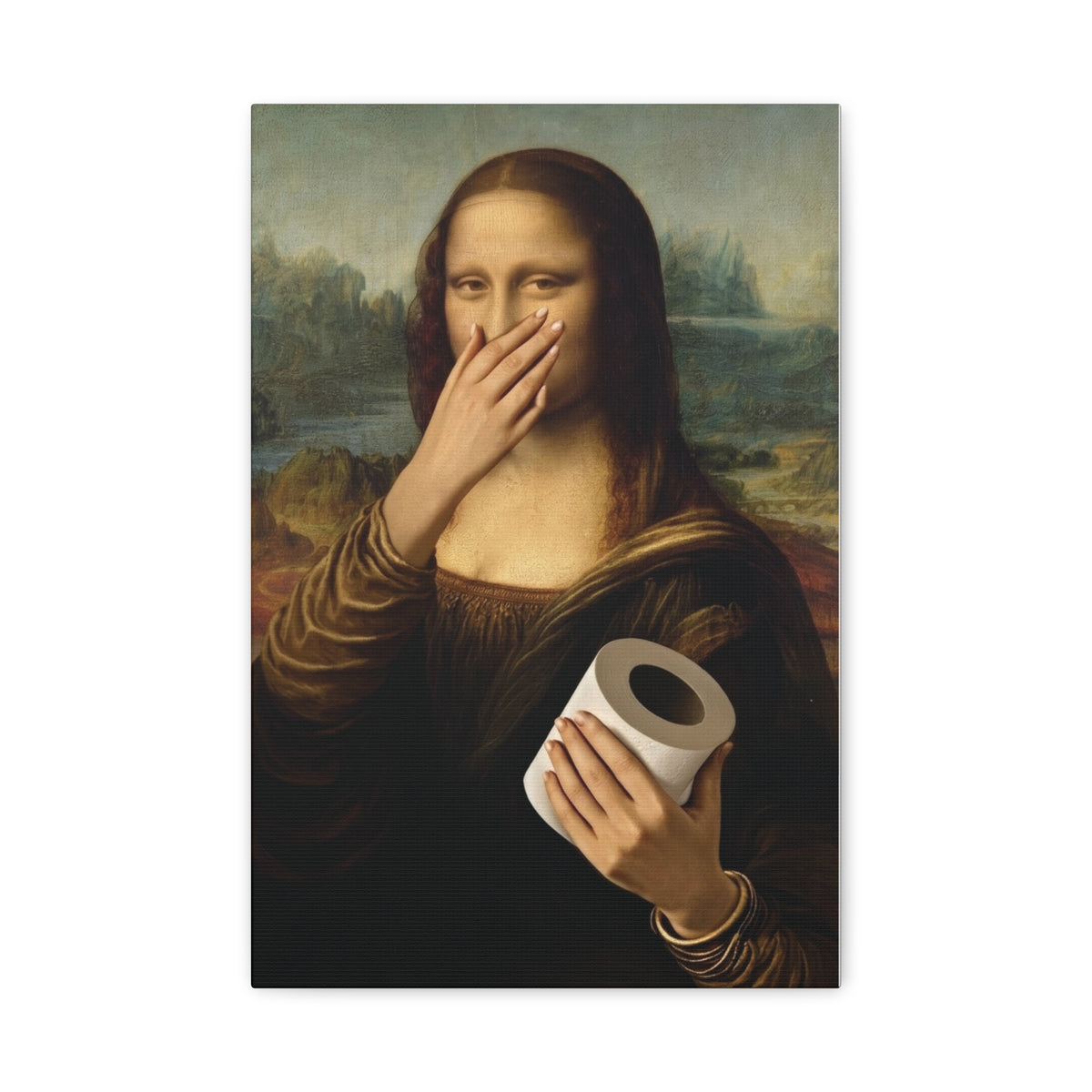 Funny Bathroom Wall Art - "Monalisa" 12 X 18 Canvas