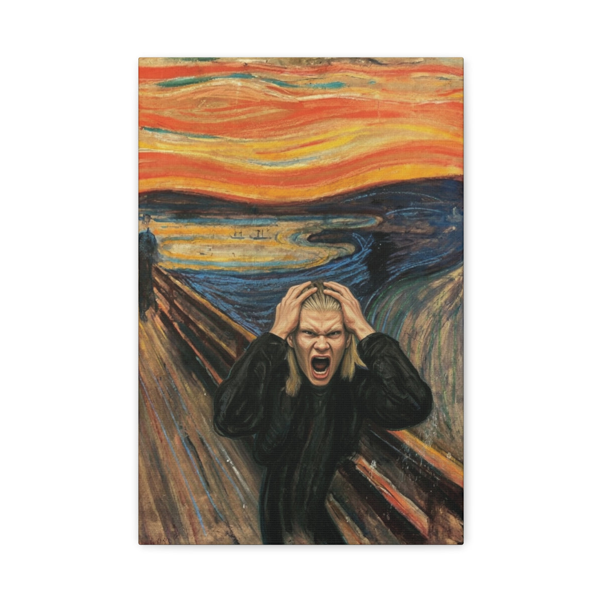 Funny screaming haaland Bathroom Wall Art -  12 X 18 Canvas