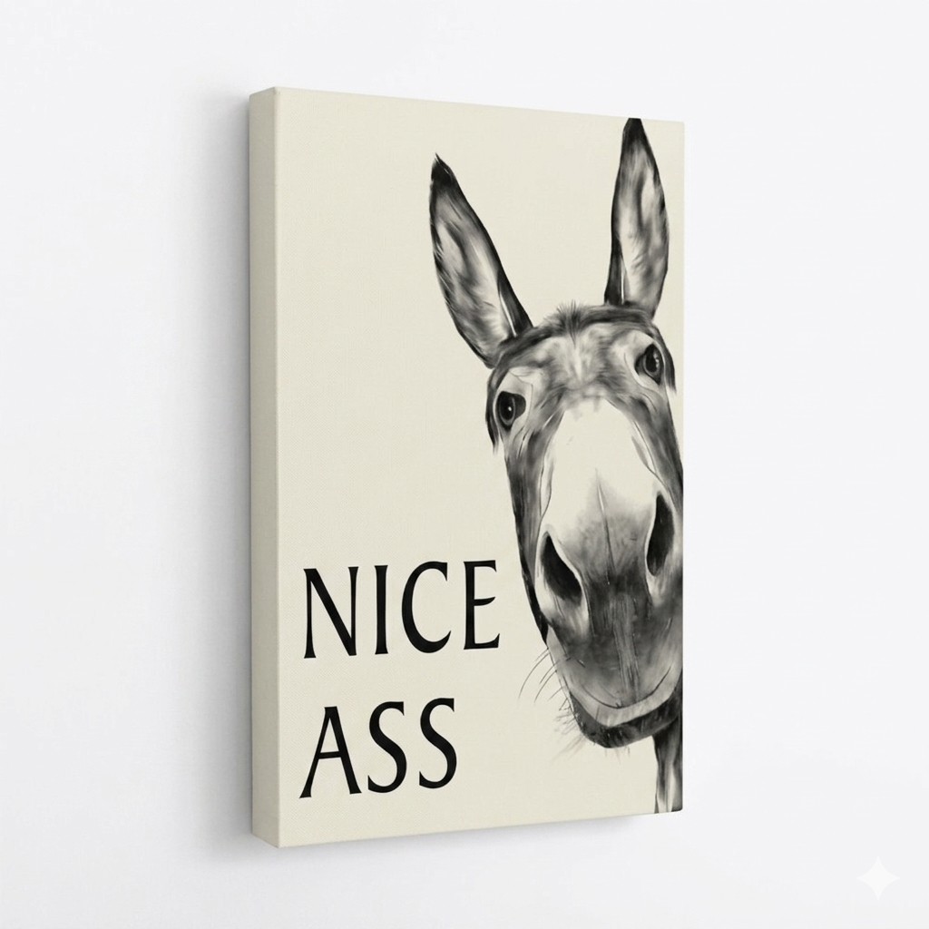 Funny Bathroom Wall Art - "Nice ass" 12 X 18 Canvas Print