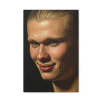 Funny smirking haaland Bathroom Wall Art -  12 X 18 Canvas