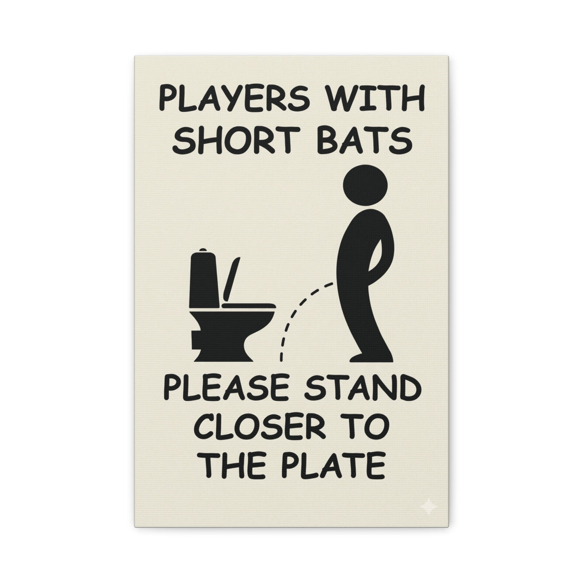 Funny Bathroom Wall Art - "Players With Short Bats" 12 x18 Canvas Print
