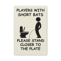 Funny Bathroom Wall Art - "Players With Short Bats" 12 x18 Canvas Print