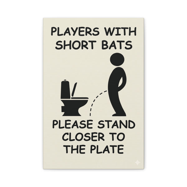 Funny Bathroom Wall Art - "Players With Short Bats" 12 x18 Canvas Print